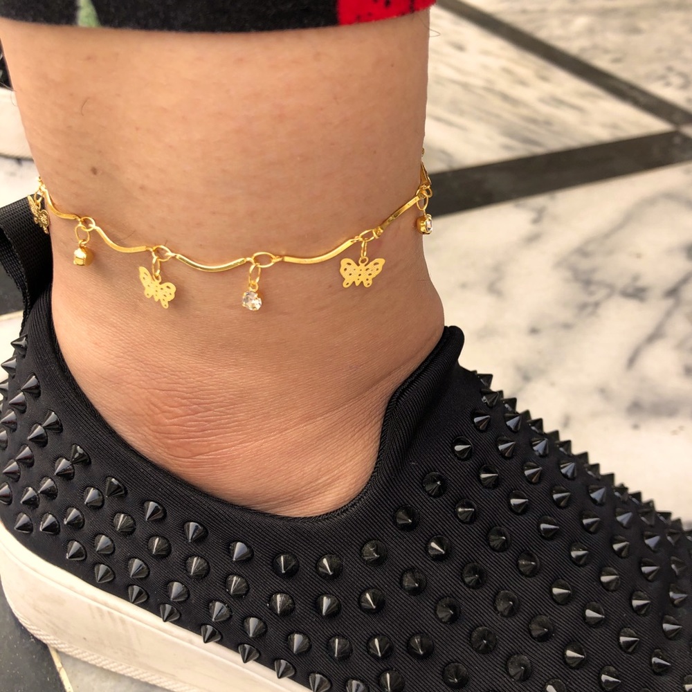 Golden anklet with butterflies